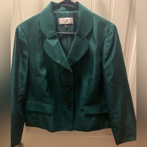 Green Le Suit skirt/blazer Sz 14 petite
